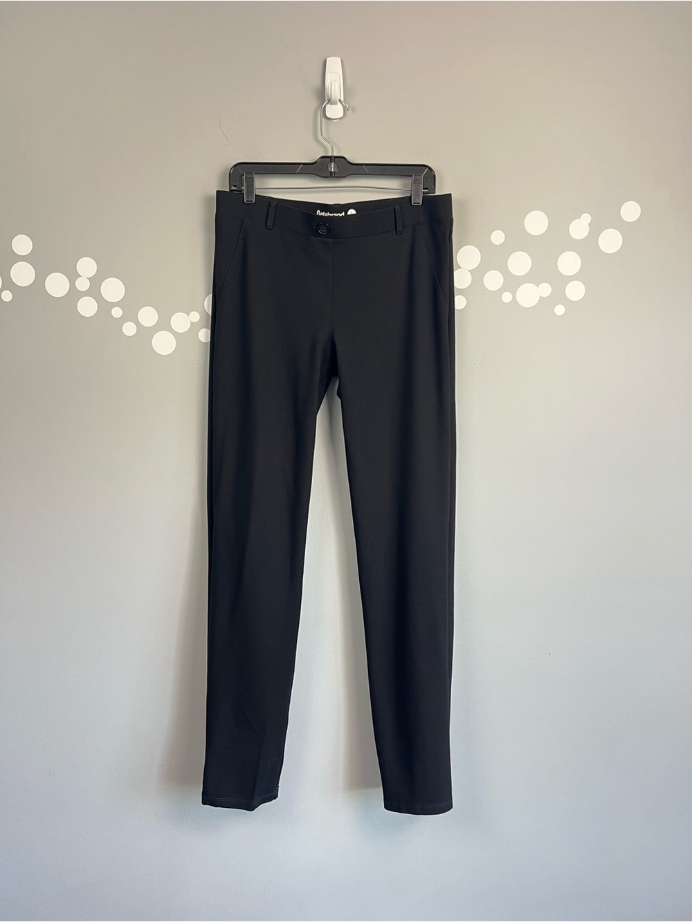 Betabrand Dress Pant Yoga Pants Black Straight Leg Size L Long Tall Stretch